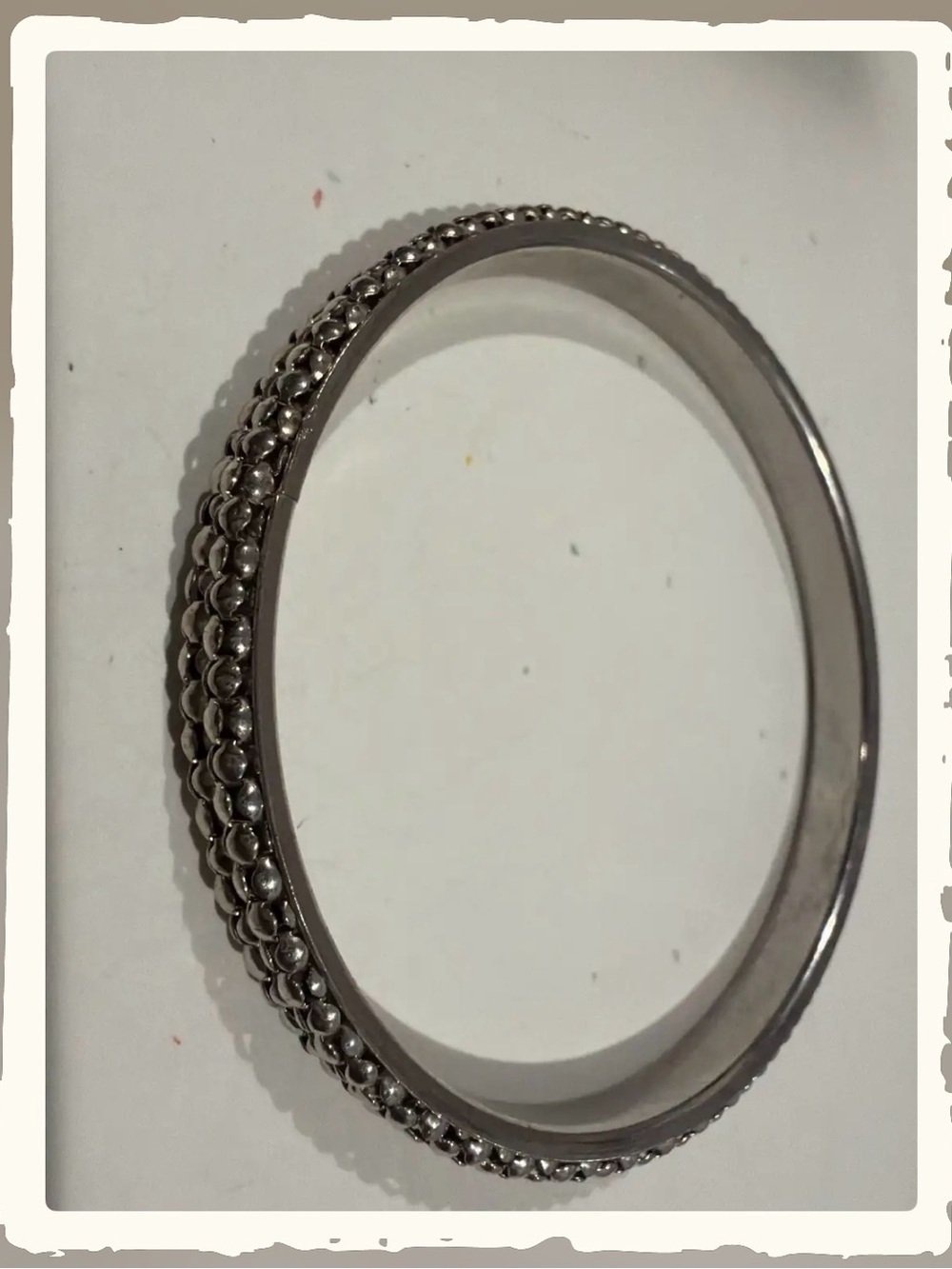 Silver Beaded Edge Women's Bangle Bracelet